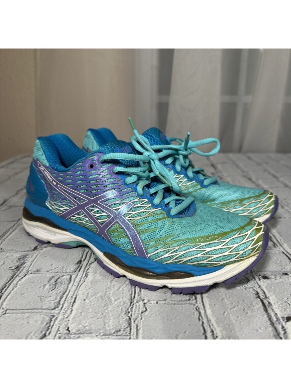 ASICS Gel Nimbus 18 T650N Women’s Running Shoes Blue Purple Size 9 US